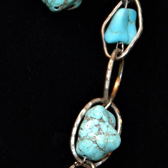 Rustic BoHo Turquoise Rocks & Rings Necklace - Picture 3 of 12